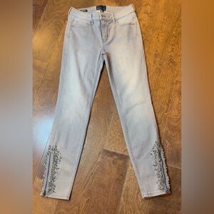 White House Black Market Gray Embellished Skinny Jeans Size 2